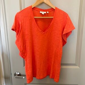 Chico’s Orange Ruffle Sleeve T-Shirt